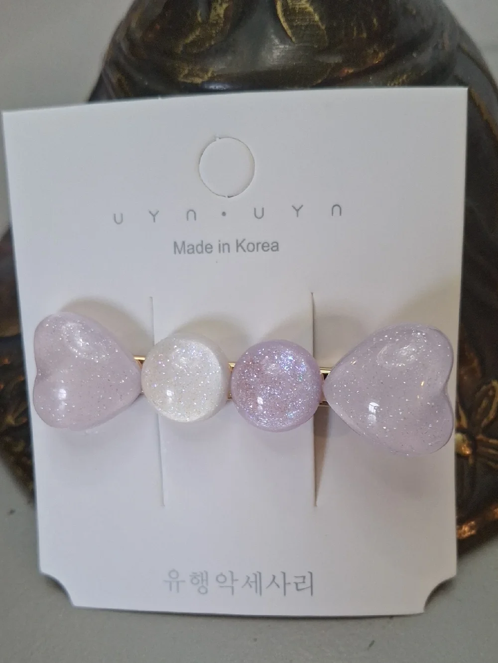 Lavender Glittery Hearts Hair Clip - Picture 2 of 4